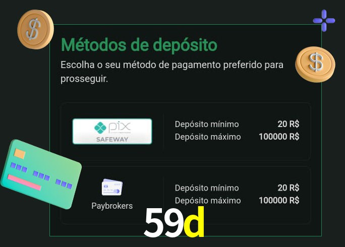 O cassino 59d oferece uma grande variedade de métodos de pagamento